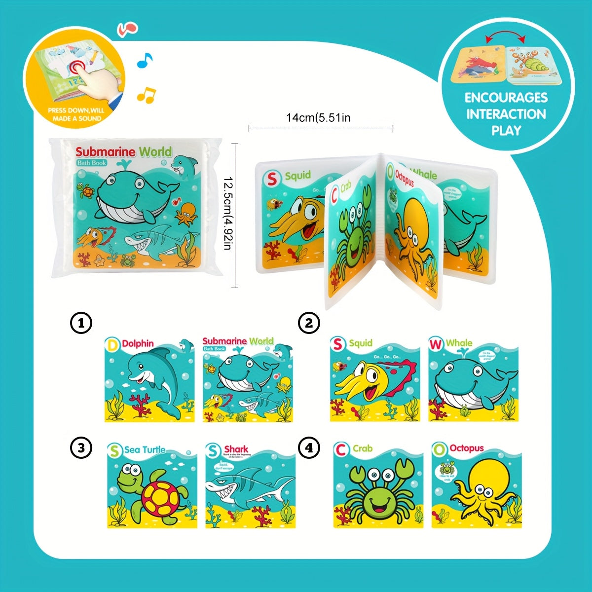Interactive Bath Book & Floating Toy Set for Infants