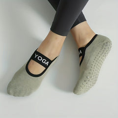 Letter Pattern Backless Yoga Socks with Extra Grips