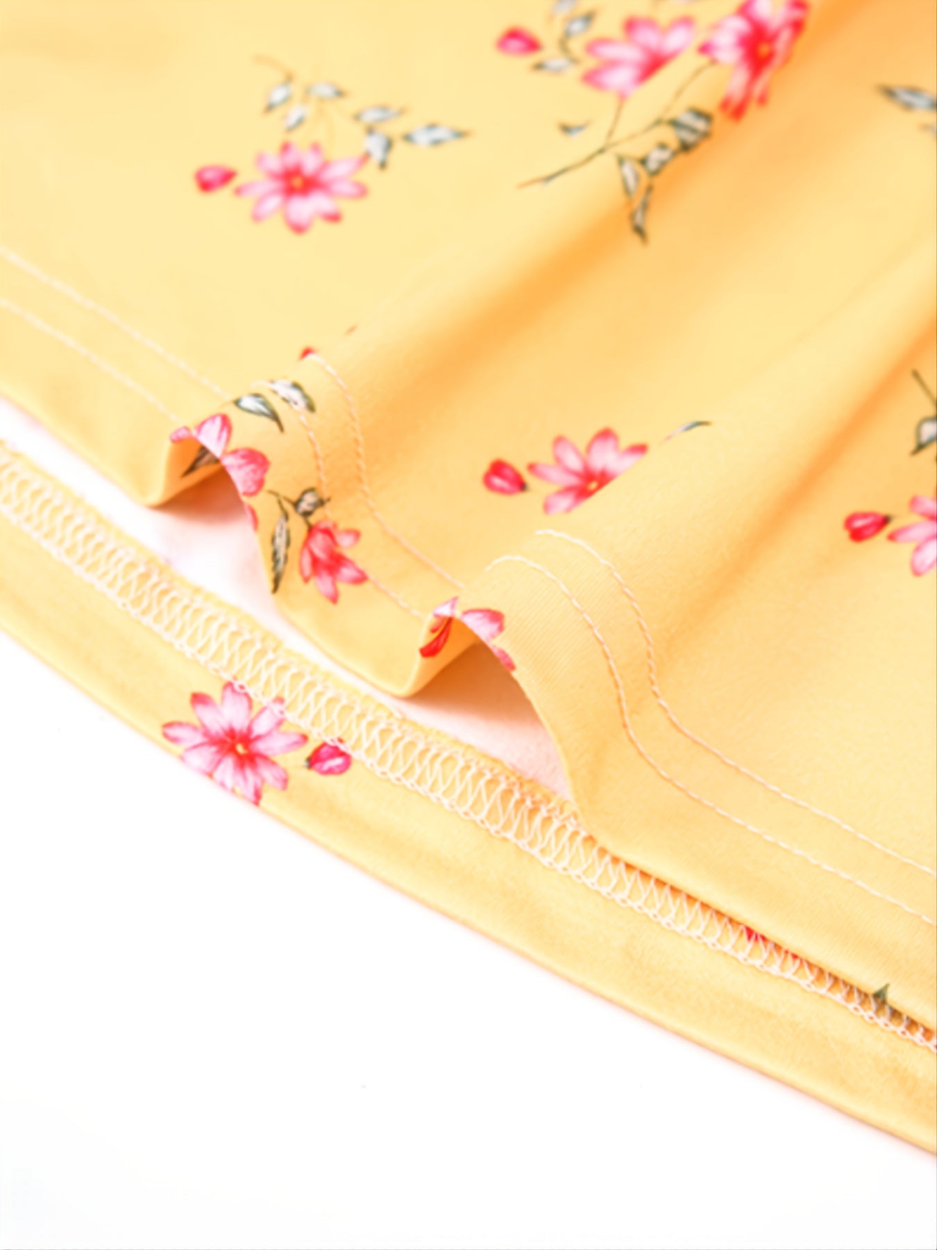 Soft Pajama Set Flower Print Tops & Pants Women's Loungewear