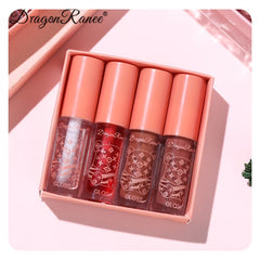 4pcs Gift Set Mini Lip Gloss Lip Glaze Matte Finish Perfect Gift Women