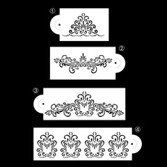 4pcs Cake Decorating Stencils & Templates - Easy Floral Design