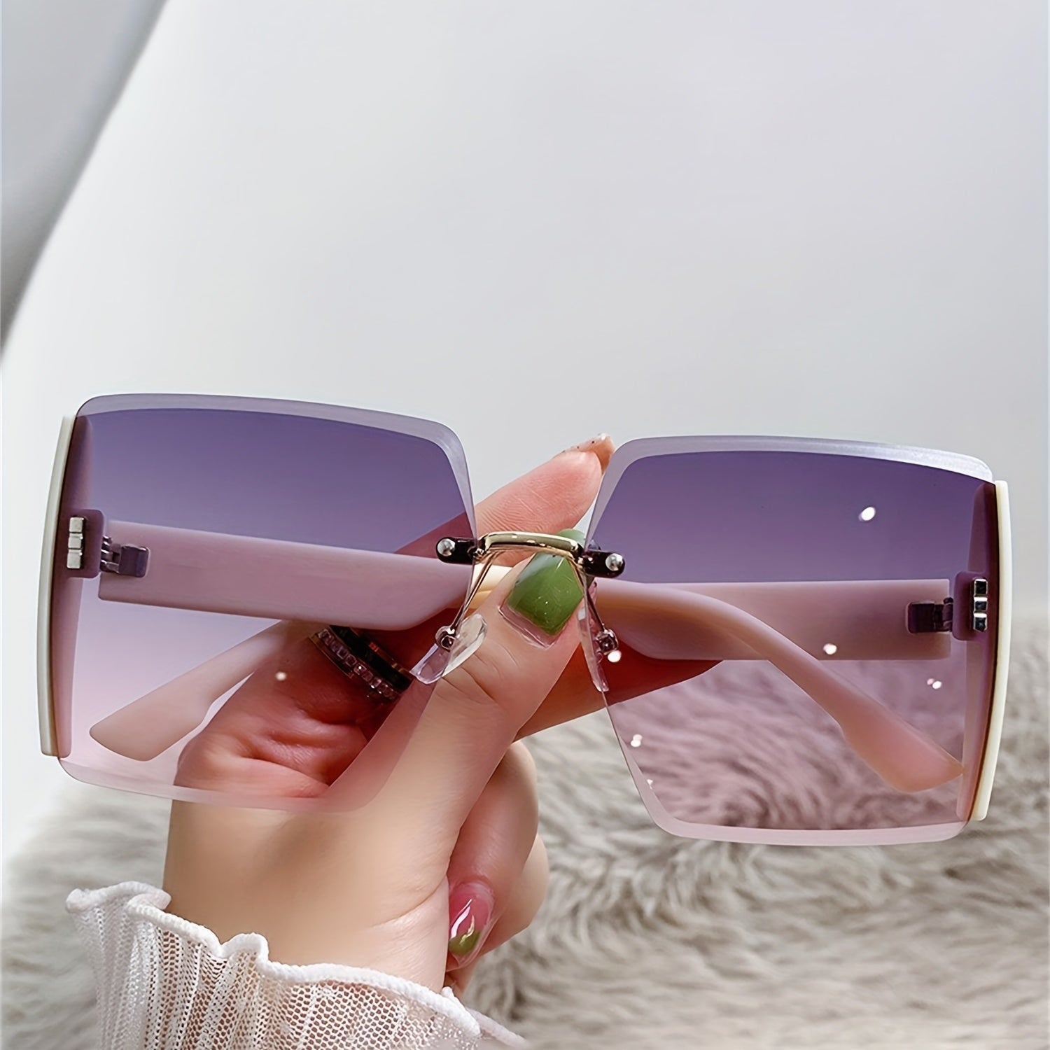 Gradient Rimless Sunglasses UV400 Beach Party Glasses