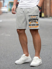 Men's Grumpy Old Man Print Drawstring Shorts