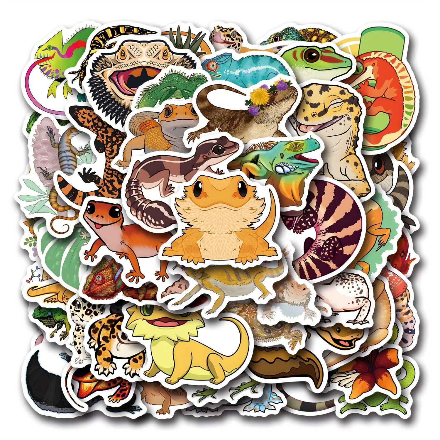 55pcs Reptile Cartoon Stickers Vinyl Decals Multicolor for Laptops Water Bottles