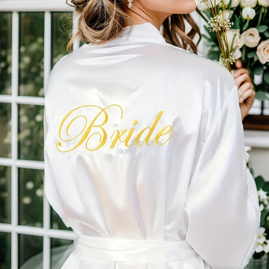 Satin Night Robe V-Neck Long Sleeve with Belt