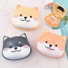 Shiba Inu Puppy Lens Case Cartoon Travel Lens Box With Mirror Tweezers