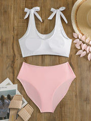  Tropical Print Shoulder Tie Bikini Set