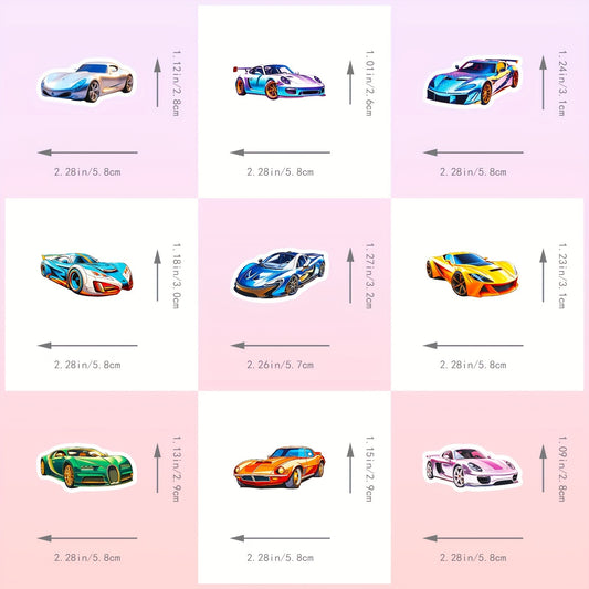 50pcs Cartoon Sports & Supercar Vinyl Stickers Waterproof