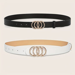 2pcs Rhinestone Buckle Belt Set for Women