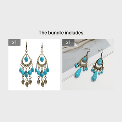 Vintage Boho Turquoise Leaf Dangle Earrings Women's Casual Jewelry