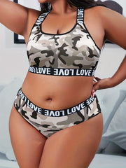  Camo Print Sports Lingerie Set