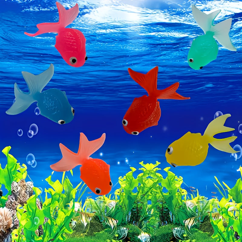 12pcs Kids' Summer Fun Floating Goldfish Toy Soft Rubber