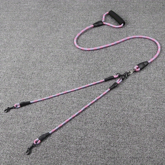 Wave Pattern Dual Dog Leash for Walking Two Dogs