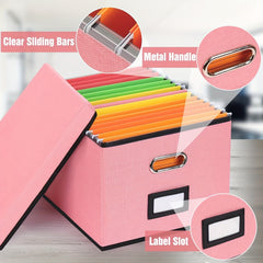 Durable File Storage Box with Lid & Handles - Portable Organizer