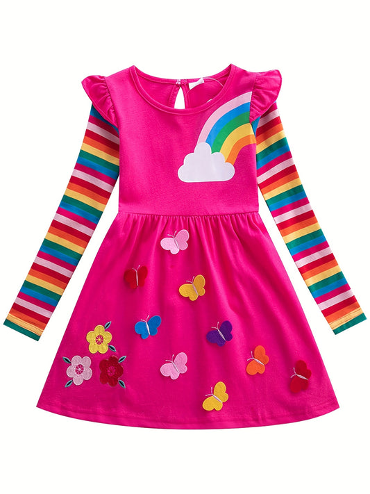 Girls Rainbow Unicorn Dress with Pockets