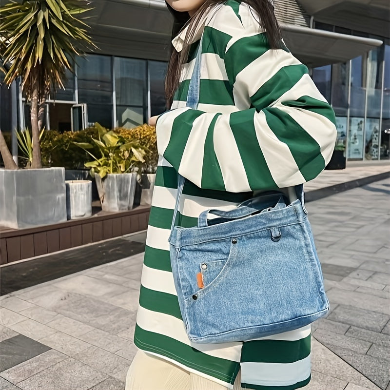 Portable Denim Square Bag for Traveling