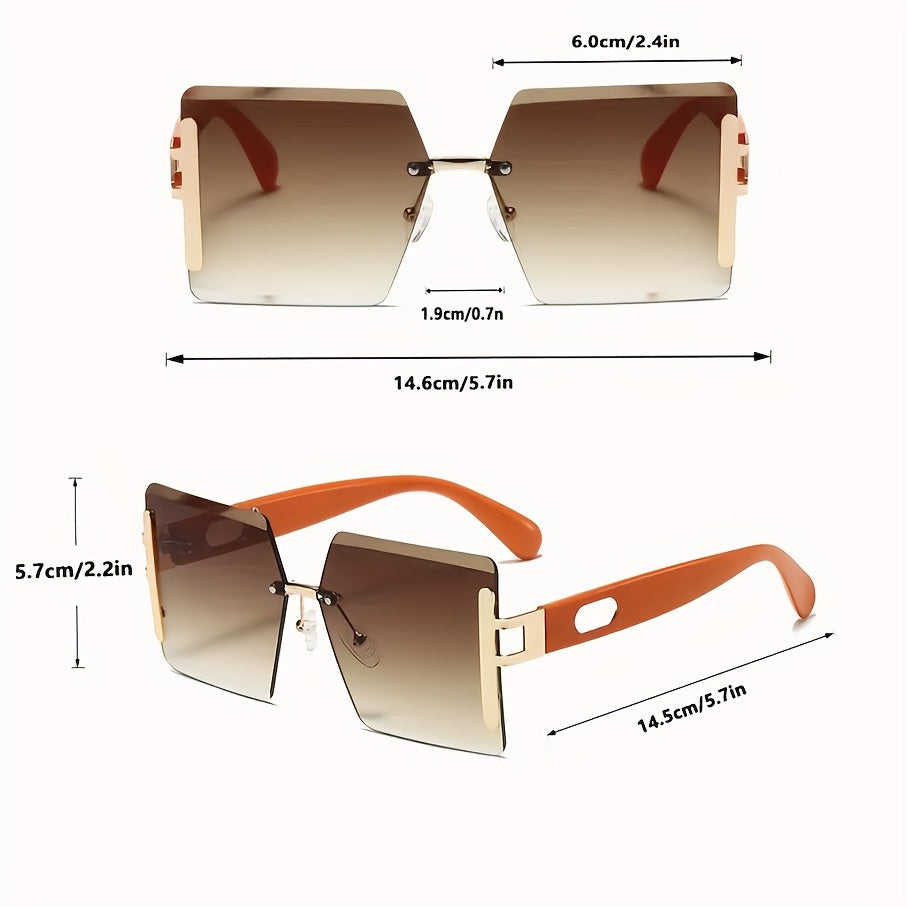 Square Rimless Sunglasses Y2K Summer Glasses