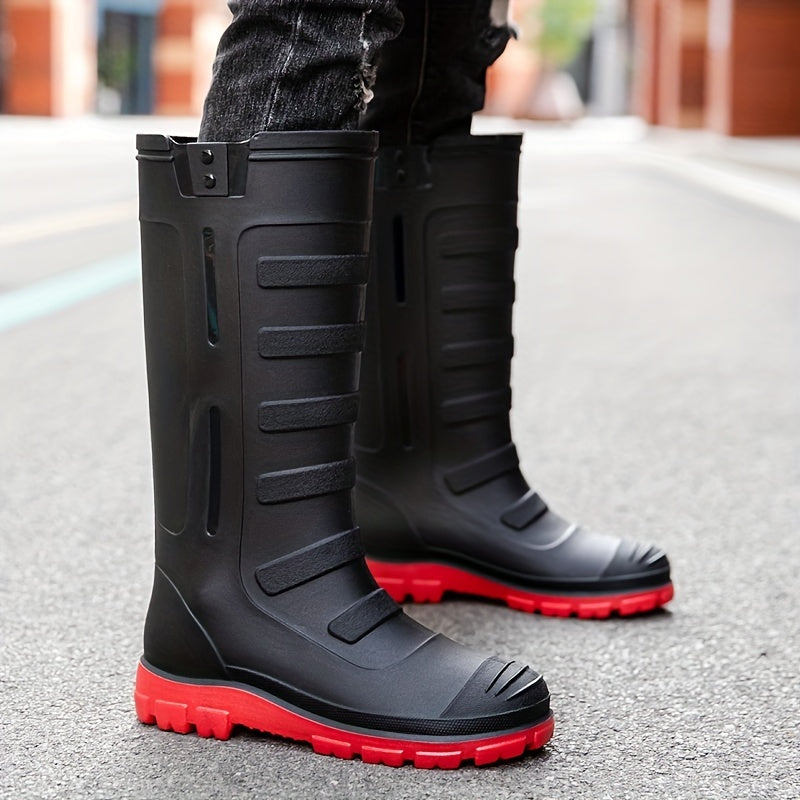 Men High Top Rain Boots Wear resistant Waterproof Non slip Rain Shoes