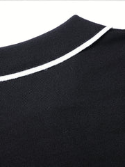Breathable Polo Collar Sweater Men's Casual Knit Zip Up Short S