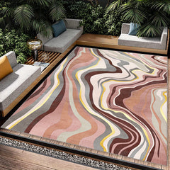 Striped Wave Area Rug Soft Faux Sheepskin Floor Mat for Living Room Bedroom
