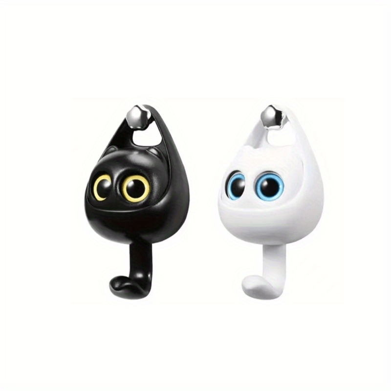 4pcs Cat Wall Hook with Movable Eyes Home Room Wall Door Decor