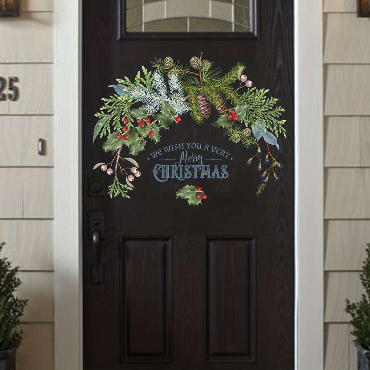 Christmas Wall Stickers Pine Branches Pinecones Decals