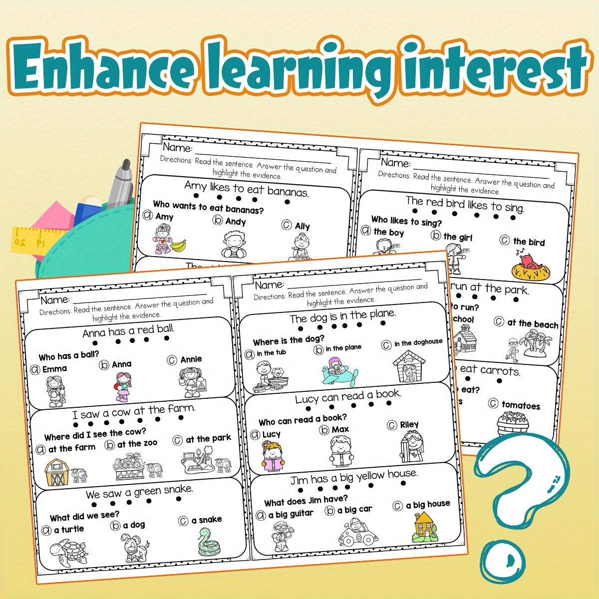 Kids' Read and Understand Practice Book with Passages for Youngsters