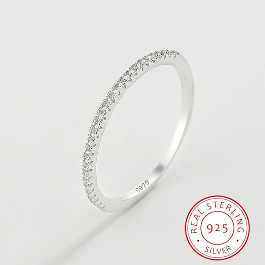 925 Sterling Silver Zircon Band Ring Women's Wedding Ring