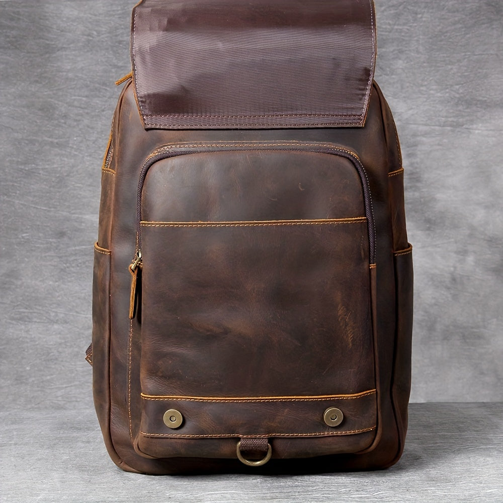 Vintage Leather Backpack Laptop Bag Outdoor Travel Weekender Shoulder Bag