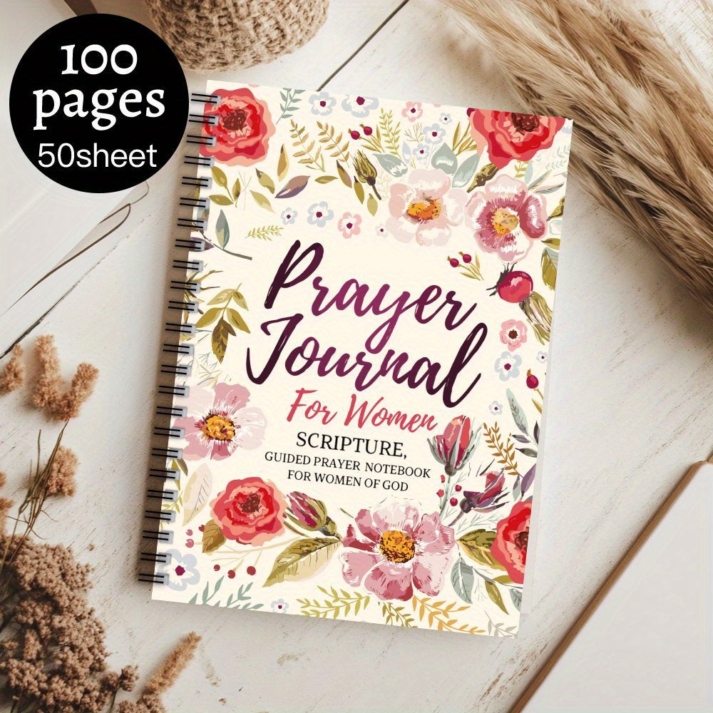 Inspirational Spiral Notebook Floral Cover 100 Pages Christian Gift