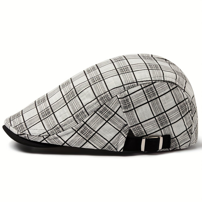 Men's Plaid Retro Linen Sun Visor Beret