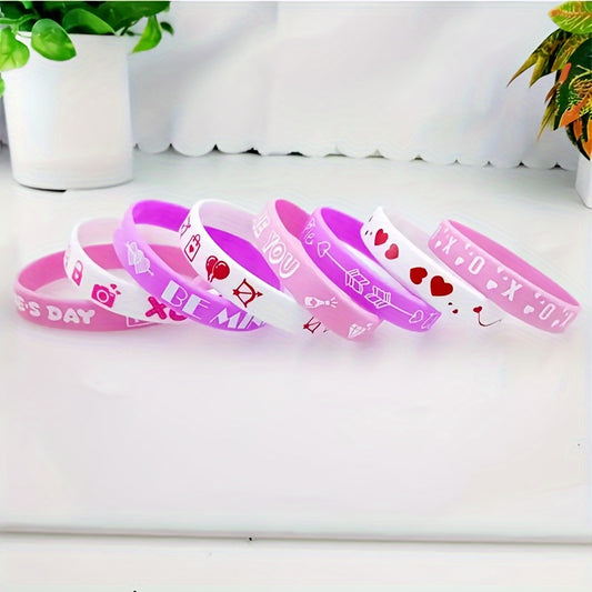 8pcs Couple Heart Shape Rubber Bracelet LOVE Gift Wrist Band
