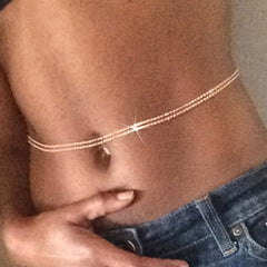 Rhinestone Scratch Chain Belt Golden Silver Waist Chain Rhinestone Belly Chains