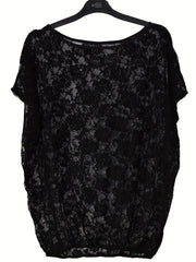 Lace Ruffle Trim Blouse & Tank Top Set Women's Clothing