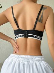 Letter Print Wireless Bra Comfy Push Up Bra