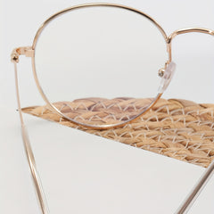 Round Anti Light Glasses Metal Frame Clear Lens Glasses For Women Men Teens