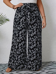  Leopard Print Wide Leg Trousers with Belt