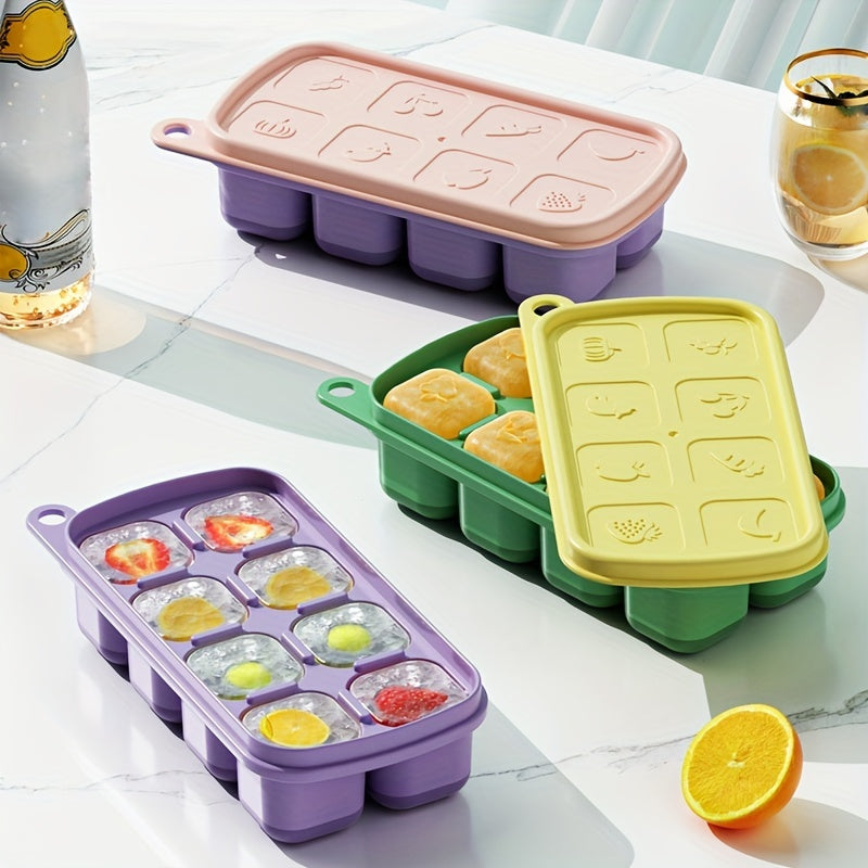 Silicone Ice Cube Tray with Lid, 8 Cubes, Easy Release, Cocktails