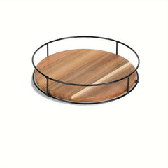 Wooden Turntable Organizer Tray for Cabinet Pantry Kitchen Refrigerator Cupboard