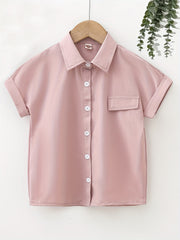 Boys Short Sleeves Shirt Preppy Style For Summer Kids Clothes