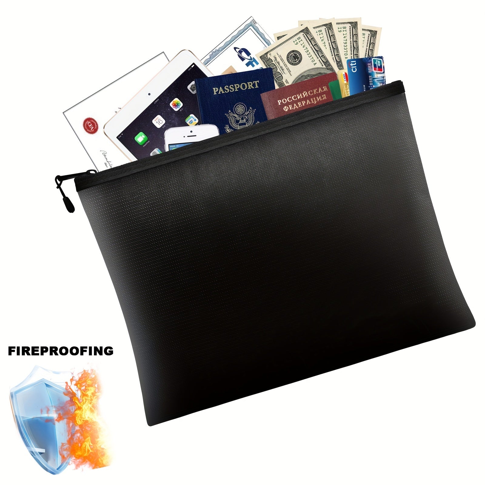 Fireproof Document Bag Double sided Waterproof Document Holder