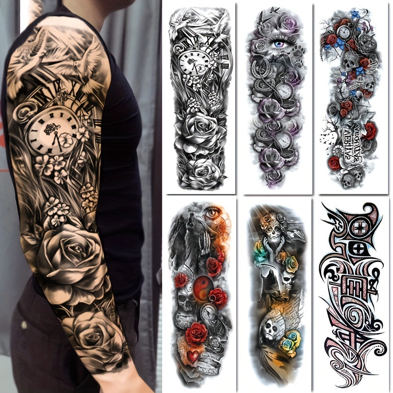 Ghost Flowers Skull Street Style Tattoo Stickers Waterproof
