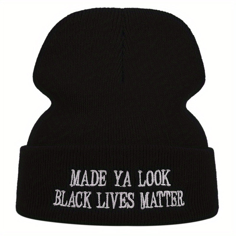 Knitted Hat Embroidery Ski Winter Beanie Skullies Cap Hip H
