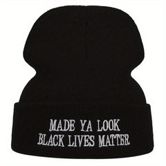 Knitted Hat Embroidery Ski Winter Beanie Skullies Cap Hip H