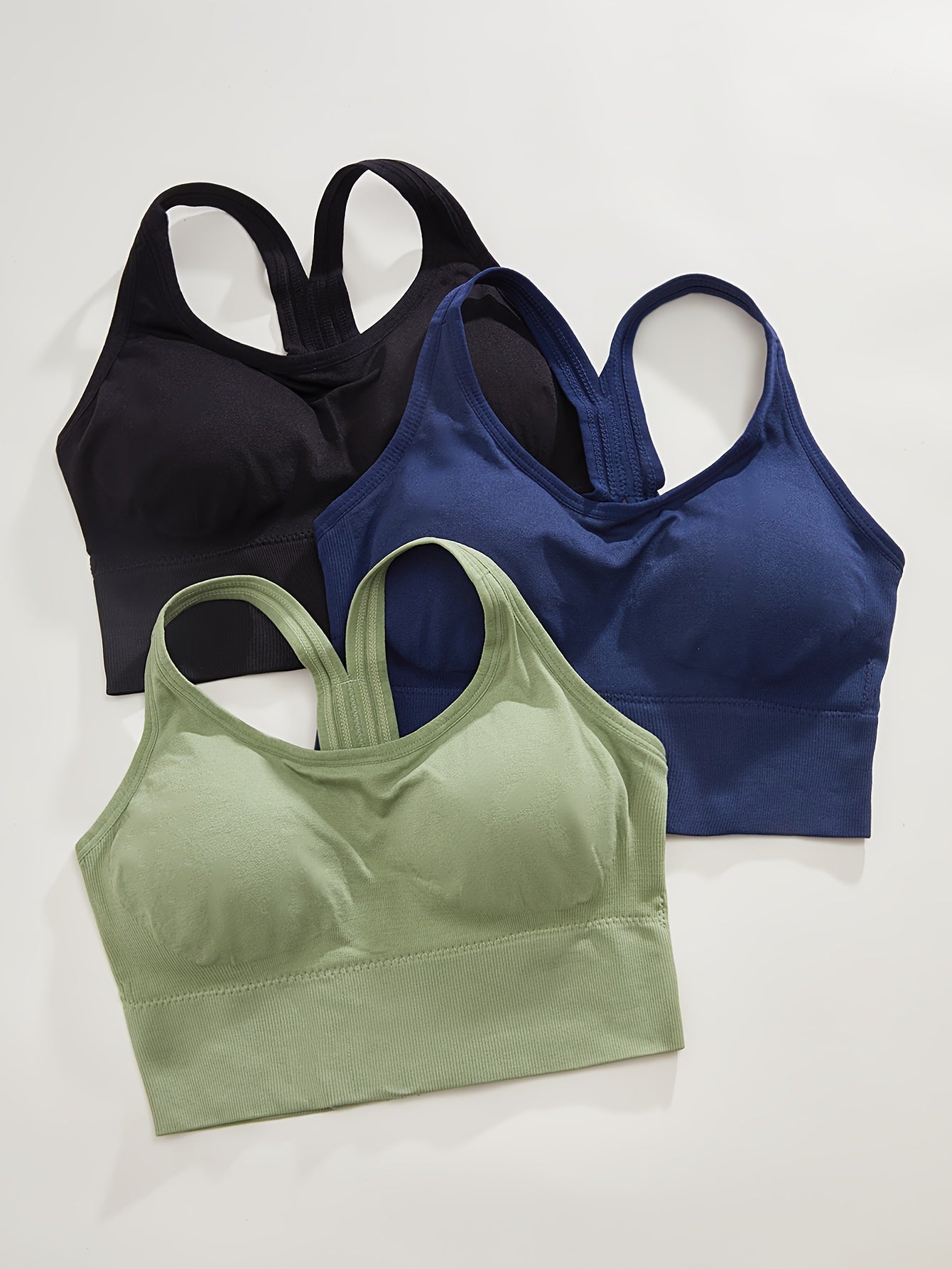 3pcs Wireless Sports Bras Push Up Shockproof Bra