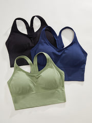 3pcs Wireless Sports Bras Push Up Shockproof Bra