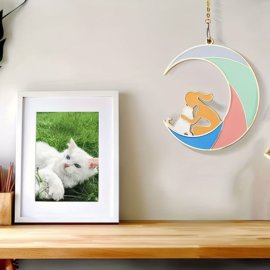 Colorful Moon Pet Memorial Hanging Decor Bereavement Keepsake for Loss of Dog
