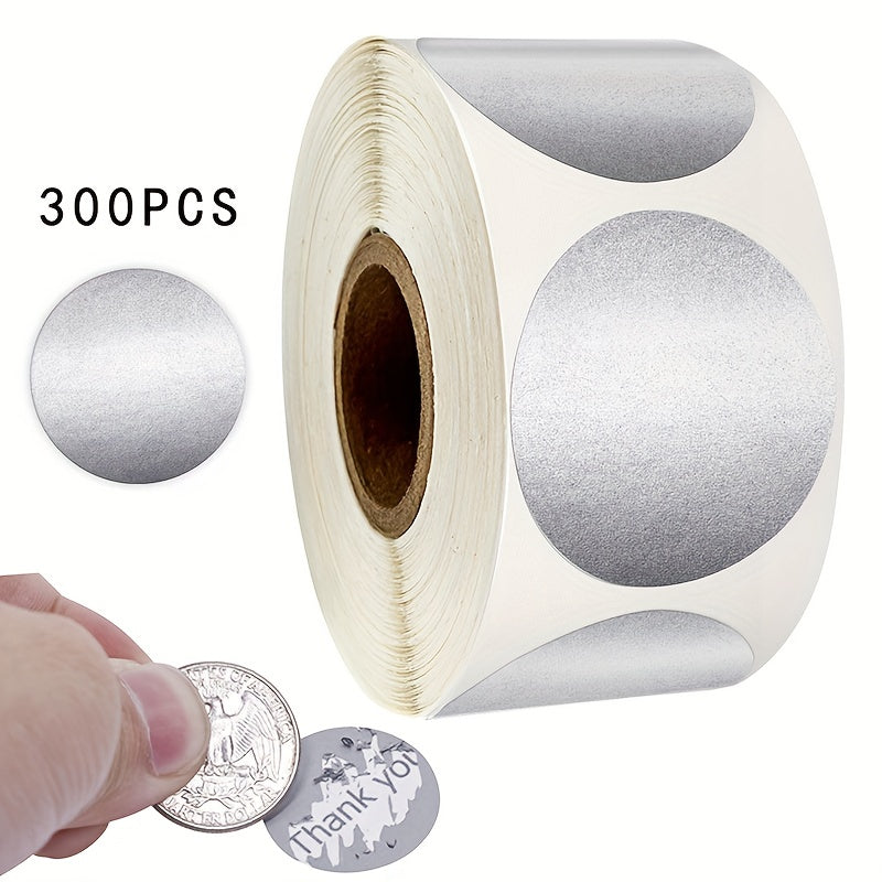 300pcs Gray Silvery Scratch Stickers Roll Shape Adhesive Labels