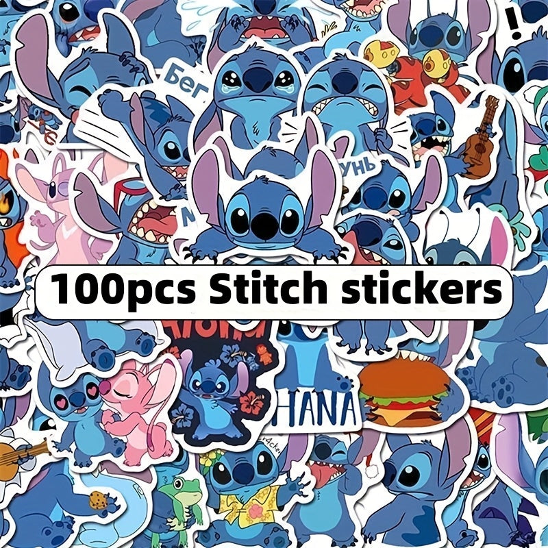 100pcs Waterproof Stitch Stickers Fun Pink Designs for Laptops & More