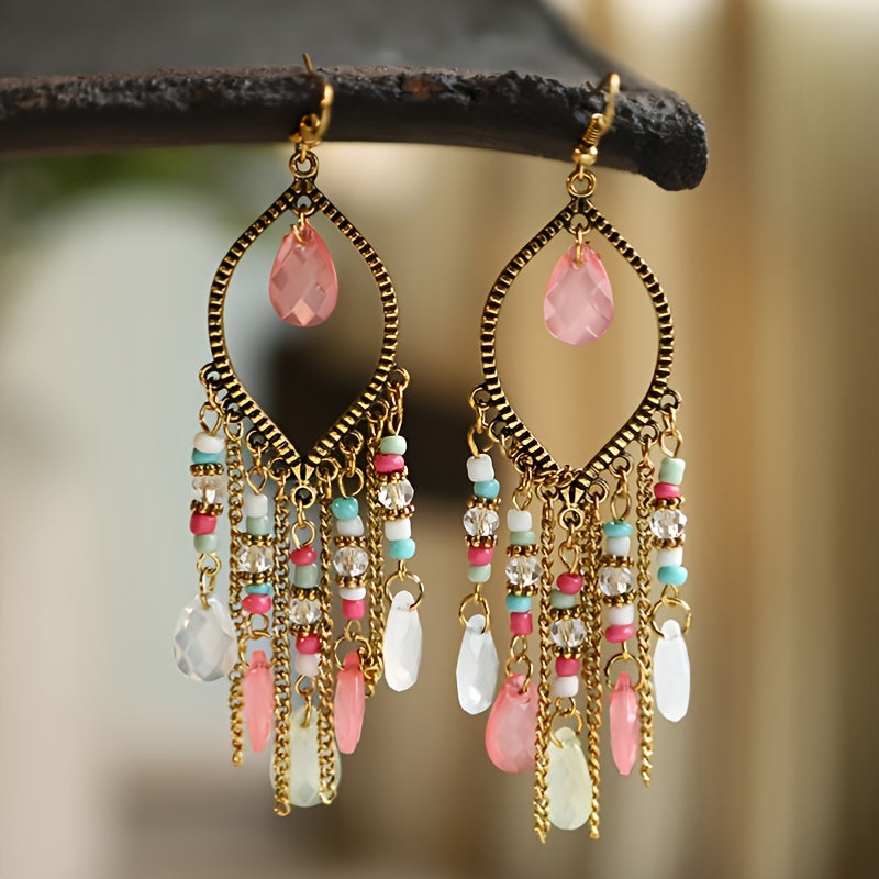 Antique Tassel Earrings Retro Water Drop Chain Earrings